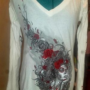 Long sleeve sugar skull top